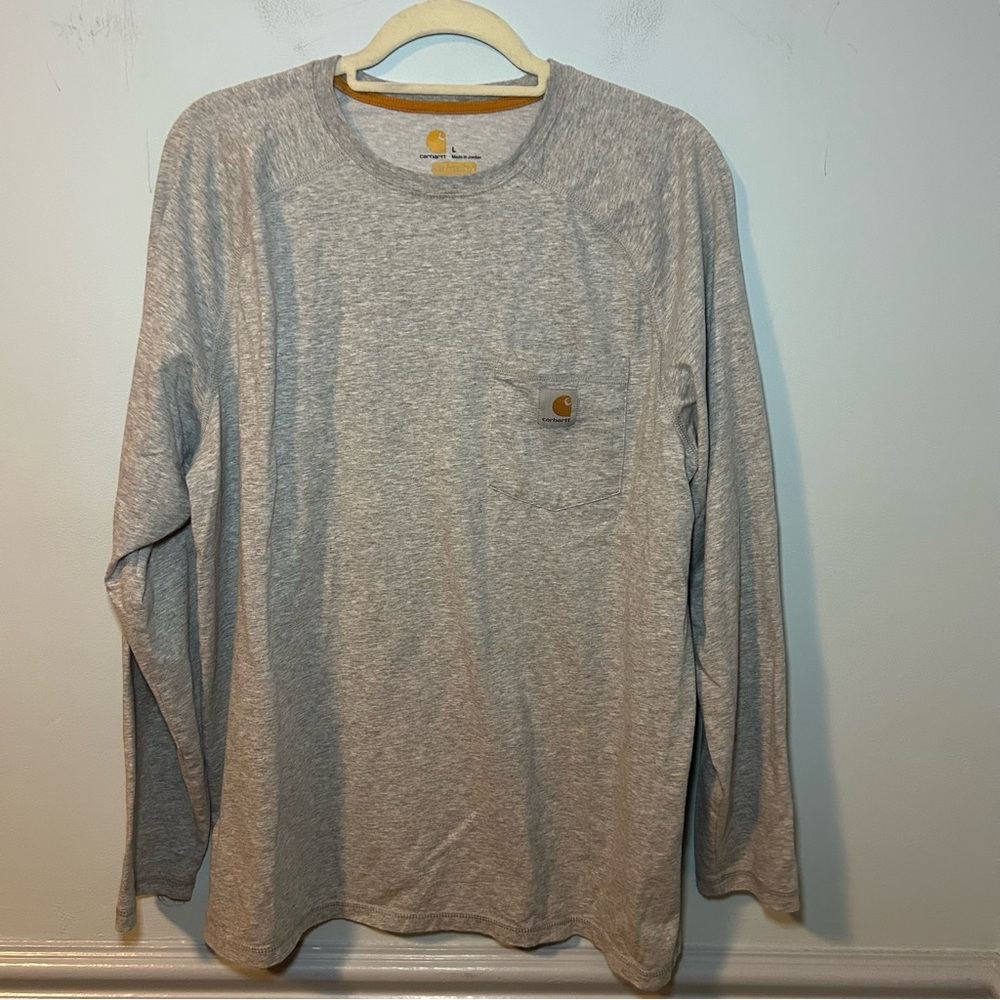 Carhartt Relaxed Fit Cotton Blend Gray Long Sleeve Top Size Large